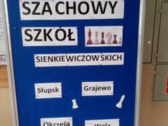 Tablica z napisem Turniej szachowy szkół sienkiewiczowskich