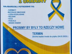 Ogłoszenie o zbiórce dla uchodźców z Ukrainy