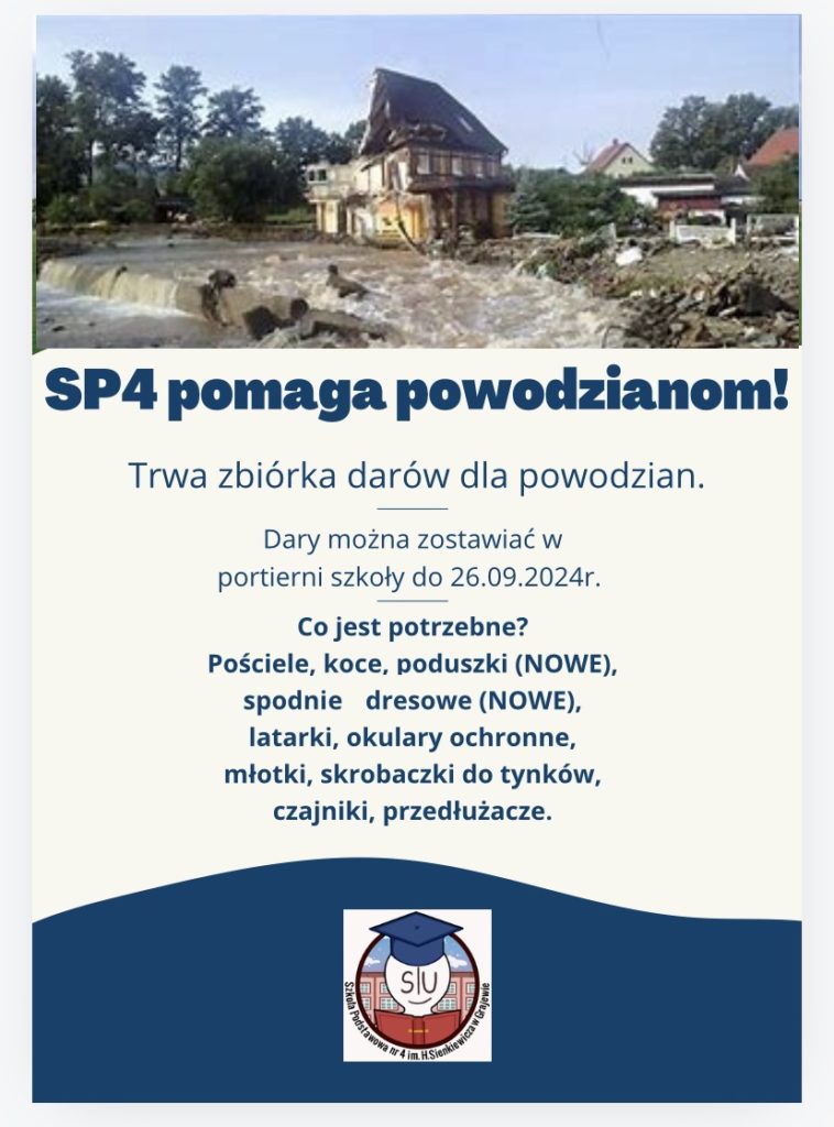 SP 4 pomaga powodzianom plakat